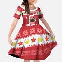 Hawaii Funny Christmas Family Matching Long Sleeve Bodycon Dress and Hawaiian Shirt Spam Musubi Santa LT05 Daughter's Dress Red - Polynesian Pride