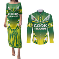 Cook Islands Rugby Custom Couples Matching Puletasi and Long Sleeve Button Shirt The Kukis Go Champions