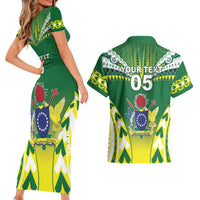 Cook Islands Rugby Custom Couples Matching Short Sleeve Bodycon Dress and Hawaiian Shirt The Kukis Go Champions