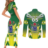 Cook Islands Rugby Custom Couples Matching Short Sleeve Bodycon Dress and Long Sleeve Button Shirt The Kukis Go Champions