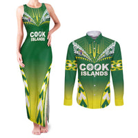 Cook Islands Rugby Custom Couples Matching Tank Maxi Dress and Long Sleeve Button Shirt The Kukis Go Champions