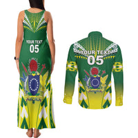 Cook Islands Rugby Custom Couples Matching Tank Maxi Dress and Long Sleeve Button Shirt The Kukis Go Champions