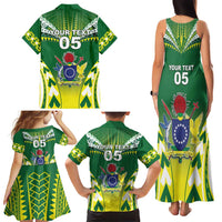Cook Islands Rugby Custom Family Matching Tank Maxi Dress and Hawaiian Shirt The Kukis Go Champions