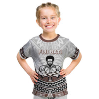 Fiji Rugby Custom Kid T Shirt Fijian Bati Go Champions LT05 White - Polynesian Pride