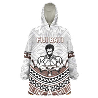 Fiji Rugby Custom Wearable Blanket Hoodie Fijian Bati Go Champions LT05 One Size White - Polynesian Pride