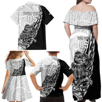 New Zealand Kiwi Rugby Custom Family Matching Off Shoulder Maxi Dress and Hawaiian Shirt Go Champions Maori Pattern