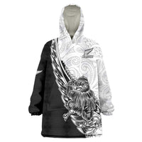 New Zealand Kiwi Rugby Custom Wearable Blanket Hoodie Go Champions Maori Pattern LT05 One Size White - Polynesian Pride