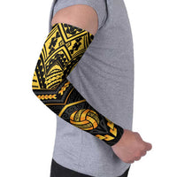 Custom Polynesia Beach Volleyball Arm Sleeves Gold Polynesian Tribal Pattern - Polynesian Pride