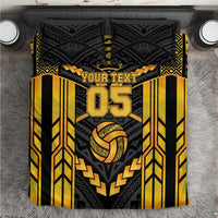 Custom Polynesia Beach Volleyball Bedding Set Gold Polynesian Tribal Pattern - Polynesian Pride