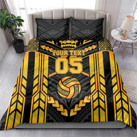 Custom Polynesia Beach Volleyball Bedding Set Gold Polynesian Tribal Pattern - Polynesian Pride