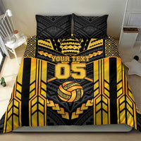 Custom Polynesia Beach Volleyball Bedding Set Gold Polynesian Tribal Pattern - Polynesian Pride