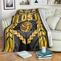 Custom Polynesia Beach Volleyball Blanket Gold Polynesian Tribal Pattern - Polynesian Pride