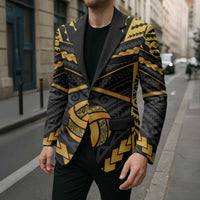 Custom Polynesia Beach Volleyball Blazer Gold Polynesian Tribal Pattern - Polynesian Pride
