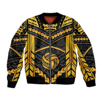 Custom Polynesia Beach Volleyball Bomber Jacket Gold Polynesian Tribal Pattern - Polynesian Pride