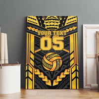 Custom Polynesia Beach Volleyball Canvas Wall Art Gold Polynesian Tribal Pattern - Polynesian Pride
