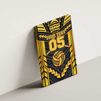 Custom Polynesia Beach Volleyball Canvas Wall Art Gold Polynesian Tribal Pattern - Polynesian Pride