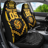 Custom Polynesia Beach Volleyball Car Seat Cover Gold Polynesian Tribal Pattern - Polynesian Pride