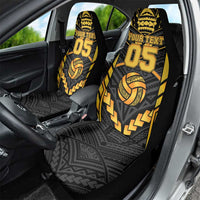 Custom Polynesia Beach Volleyball Car Seat Cover Gold Polynesian Tribal Pattern - Polynesian Pride