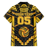 Custom Polynesia Beach Volleyball Family Matching Off Shoulder Maxi Dress and Hawaiian Shirt Gold Polynesian Tribal Pattern LT05 - Polynesian Pride