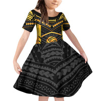 Custom Polynesia Beach Volleyball Family Matching Off Shoulder Short Dress and Hawaiian Shirt Gold Polynesian Tribal Pattern - Polynesian Pride