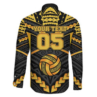 Custom Polynesia Beach Volleyball Family Matching Off Shoulder Short Dress and Hawaiian Shirt Gold Polynesian Tribal Pattern LT05 - Polynesian Pride