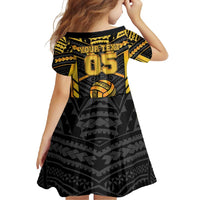 Custom Polynesia Beach Volleyball Family Matching Short Sleeve Bodycon Dress and Hawaiian Shirt Gold Polynesian Tribal Pattern LT05 - Polynesian Pride