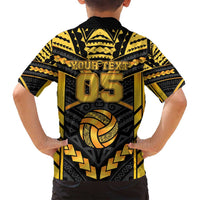 Custom Polynesia Beach Volleyball Family Matching Summer Maxi Dress and Hawaiian Shirt Gold Polynesian Tribal Pattern LT05 - Polynesian Pride