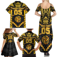 Custom Polynesia Beach Volleyball Family Matching Summer Maxi Dress and Hawaiian Shirt Gold Polynesian Tribal Pattern LT05 - Polynesian Pride
