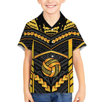 Custom Polynesia Beach Volleyball Family Matching Summer Maxi Dress and Hawaiian Shirt Gold Polynesian Tribal Pattern LT05 Son's Shirt Gold - Polynesian Pride