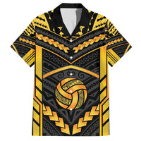 Custom Polynesia Beach Volleyball Family Matching Tank Maxi Dress and Hawaiian Shirt Gold Polynesian Tribal Pattern - Polynesian Pride
