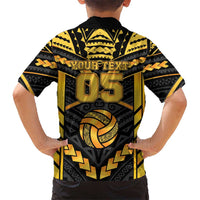 Custom Polynesia Beach Volleyball Hawaiian Shirt Gold Polynesian Tribal Pattern - Polynesian Pride