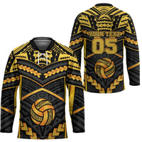 Custom Polynesia Beach Volleyball Hockey Jersey Gold Polynesian Tribal Pattern - Polynesian Pride