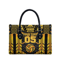 Custom Polynesia Beach Volleyball Leather Bag Gold Polynesian Tribal Pattern LT05 - Polynesian Pride