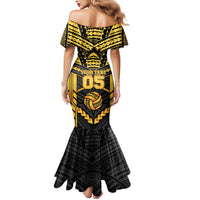 Custom Polynesia Beach Volleyball Mermaid Dress Gold Polynesian Tribal Pattern - Polynesian Pride