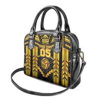 Custom Polynesia Beach Volleyball Shoulder Handbag Gold Polynesian Tribal Pattern - Polynesian Pride