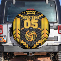Custom Polynesia Beach Volleyball Spare Tire Cover Gold Polynesian Tribal Pattern - Polynesian Pride