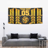 Custom Polynesia Beach Volleyball Tapestry Gold Polynesian Tribal Pattern - Polynesian Pride