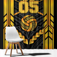 Custom Polynesia Beach Volleyball Window Curtain Gold Polynesian Tribal Pattern - Polynesian Pride