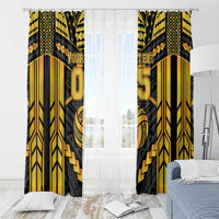 Custom Polynesia Beach Volleyball Window Curtain Gold Polynesian Tribal Pattern - Polynesian Pride