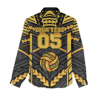 Custom Polynesia Beach Volleyball Women Casual Shirt Gold Polynesian Tribal Pattern LT05 - Polynesian Pride