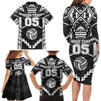 Custom Polynesia Beach Volleyball Family Matching Long Sleeve Bodycon Dress and Hawaiian Shirt Polynesian Tribal Pattern LT05 - Polynesian Pride