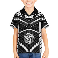 Custom Polynesia Beach Volleyball Family Matching Off The Shoulder Long Sleeve Dress and Hawaiian Shirt Polynesian Tribal Pattern LT05 Son's Shirt Black - Polynesian Pride