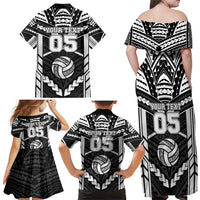 Custom Polynesia Beach Volleyball Family Matching Off Shoulder Maxi Dress and Hawaiian Shirt Polynesian Tribal Pattern - Polynesian Pride