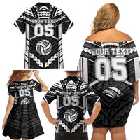 Custom Polynesia Beach Volleyball Family Matching Off Shoulder Short Dress and Hawaiian Shirt Polynesian Tribal Pattern LT05 - Polynesian Pride