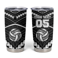 Custom Polynesia Beach Volleyball Tumbler Cup Polynesian Tribal Pattern LT05 Black - Polynesian Pride