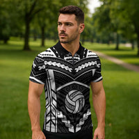 Custom Polynesia Beach Volleyball Zipper Polo Shirt Polynesian Tribal Pattern - Polynesian Pride