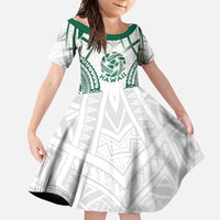 Custom Hawaii Volleyball Family Matching Mermaid Dress and Hawaiian Shirt Polynesian Pattern LT05 Daughter's Dress Teal - Polynesian Pride