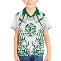 Custom Hawaii Volleyball Family Matching Off The Shoulder Long Sleeve Dress and Hawaiian Shirt Polynesian Pattern LT05 Son's Shirt Teal - Polynesian Pride
