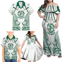 Custom Hawaii Volleyball Family Matching Off Shoulder Maxi Dress and Hawaiian Shirt Polynesian Pattern - Polynesian Pride