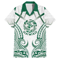 Custom Hawaii Volleyball Family Matching Short Sleeve Bodycon Dress and Hawaiian Shirt Polynesian Pattern LT05 Dad's Shirt - Short Sleeve Teal - Polynesian Pride